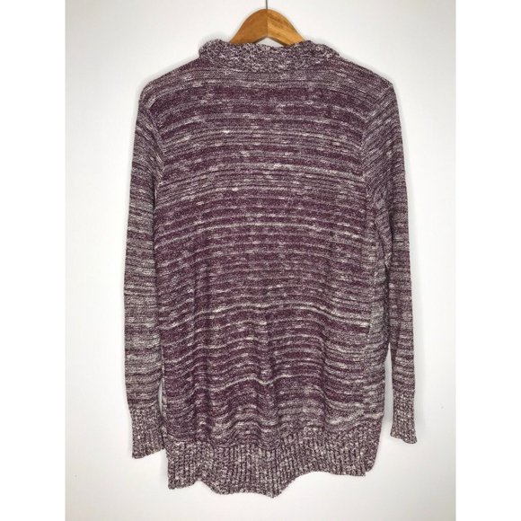 Eddie Bauer Women's Large Purple Heathered Pattern Open Front Cardigan Sweater - Picture 8 of 8